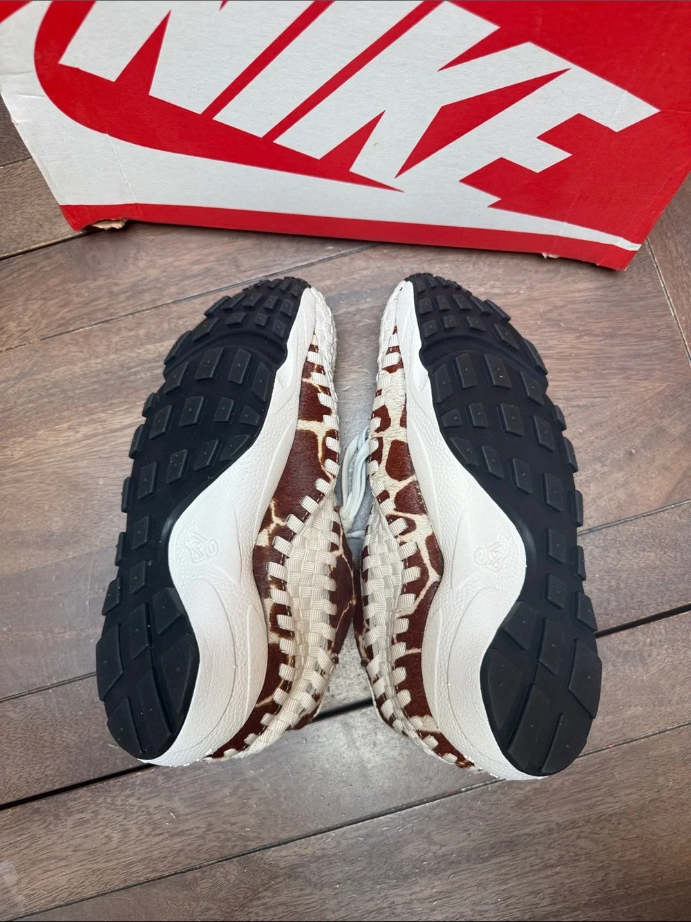 Nike Women’s White & Brown Giraffe-Print Woven Sneakers